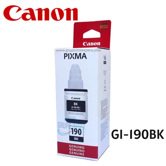 Botella De Tinta Canon GI-190 Blak  Pixma G2100, G2101, G2110, G2111, G3100, Contenido 135 ml.