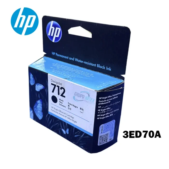 Tinta Hp 712A Black 3ed70A Designjet T210, T230, T250, T630, T650  38ml