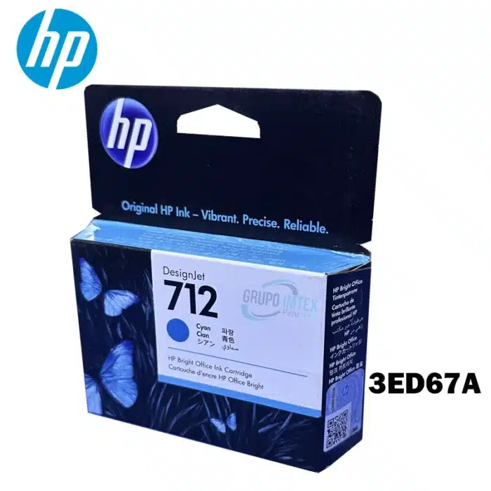 Tinta Hp 712A Cyan  3Ed67A Designjet T210, T230, T250, T630, T650