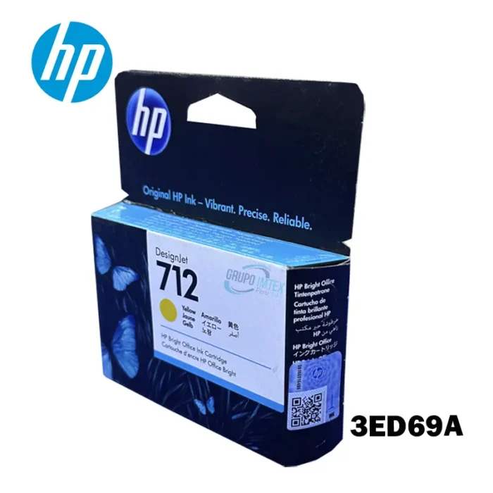 Tinta Hp 712A  Yellow 3Ed69A Designjet T210, T230, T250, T630, T650