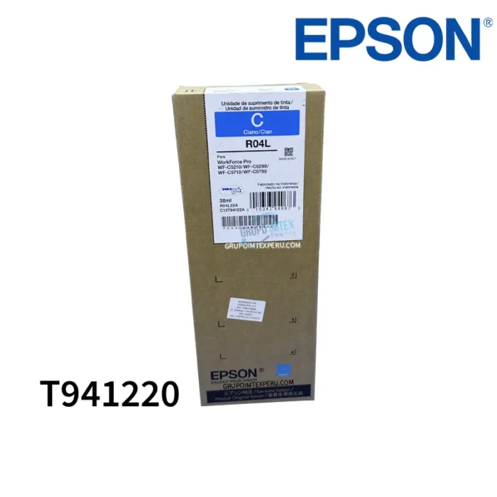 Tinta Epson T941220 Cyan Workforce Pro Wf-C5790, Wf-C5710, Wf-C5290, Wf-C5210