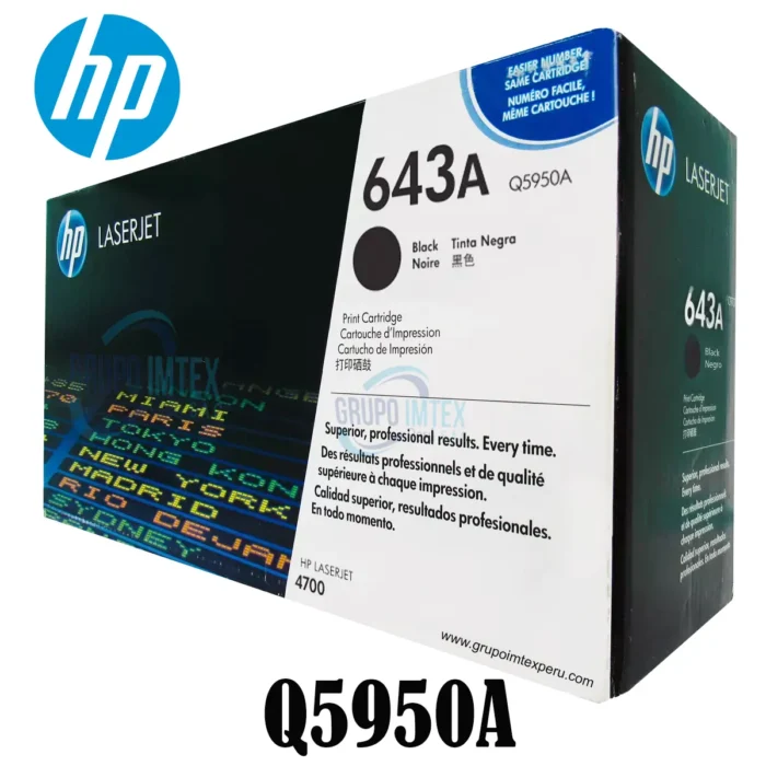 Toner Hp 643A Q5950A Negro LaserJet Pro 4700, 4700dn, 4700dtn, 4700n